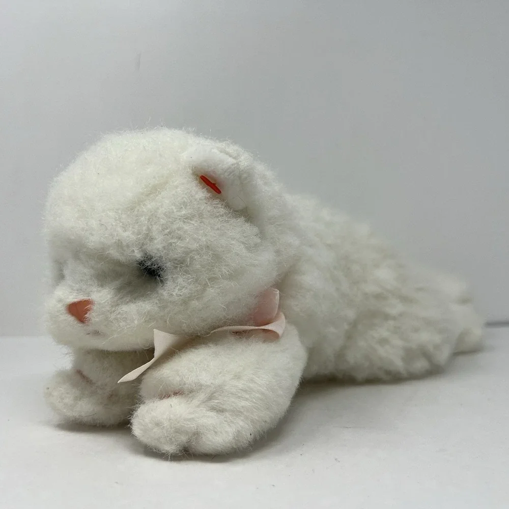 Ty Classic Angel White Persian Cat Plush 1997 Pink Bow Vtg Stuffed Animal 10